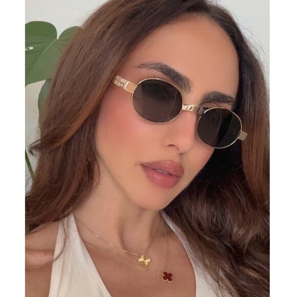 NEW Miu Miu MU B51S Gold Oval Sunglasses $578 main image 4